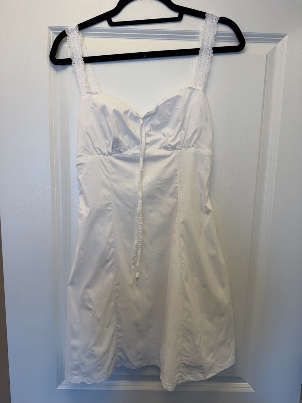 White Lace Strap A-Line Mini Dress